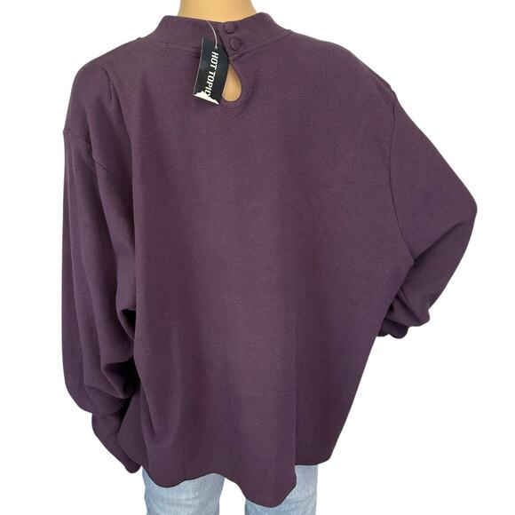 NWT Hot Topic Cosmic Aura Purple Long Sleeve Mock Neck Cutout Top Plus Size 5X - Picture 5 of 10